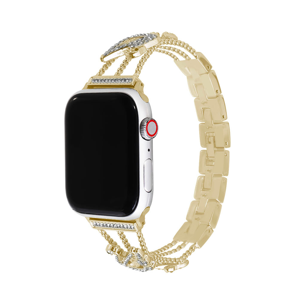 Štýlový remienok s kamienkami a labuťou na Apple Watch - Gold Veľkosť: 42/44/45/46/49mm, Farba: Gold
