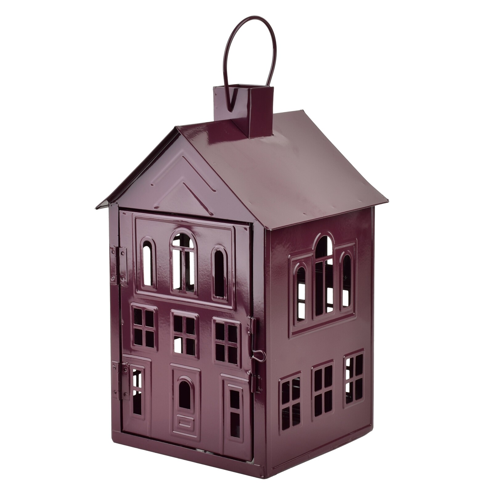 Kovová lucerna Roger 20,3x20x33,8 cm fialová