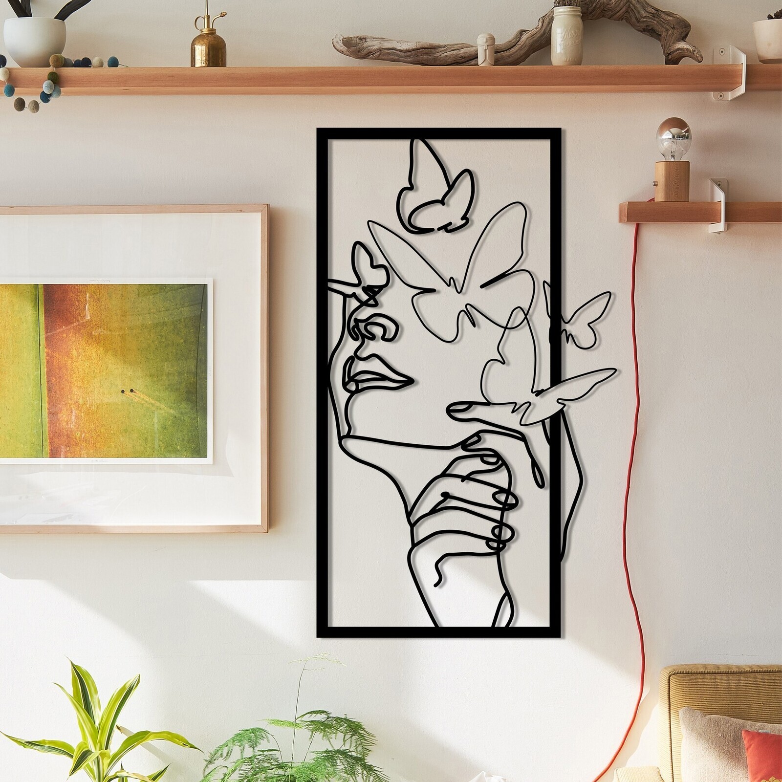 Nástěnná dekorace Butterfly Face Female černá