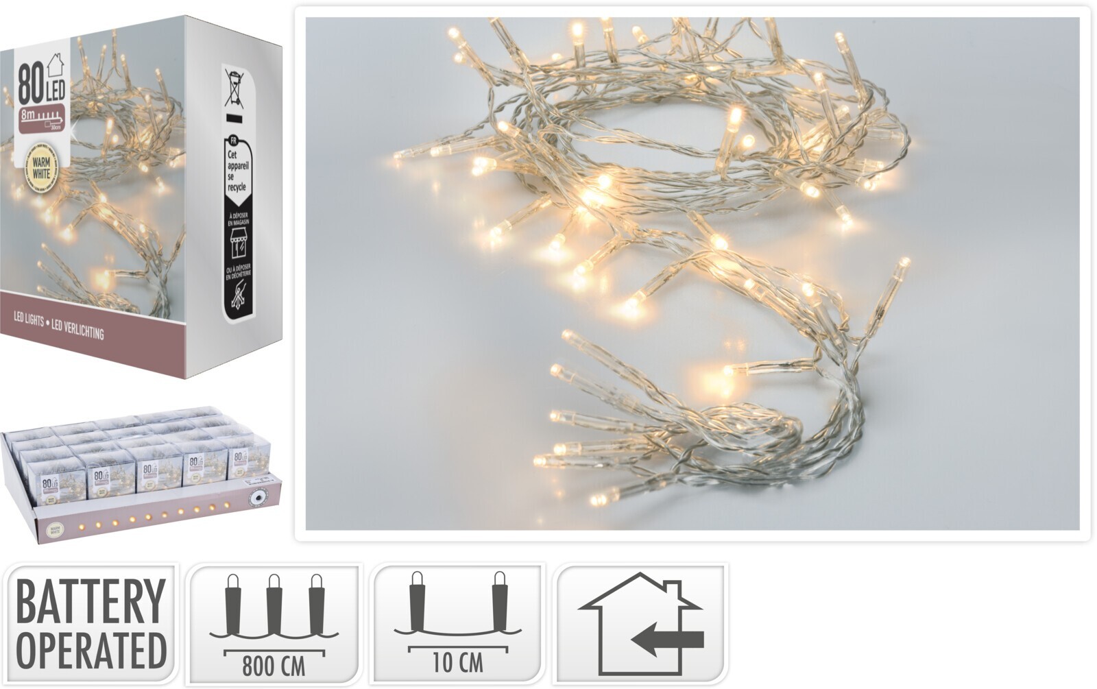 Světelný LED řetěz Colin 800 cm teplý bílý