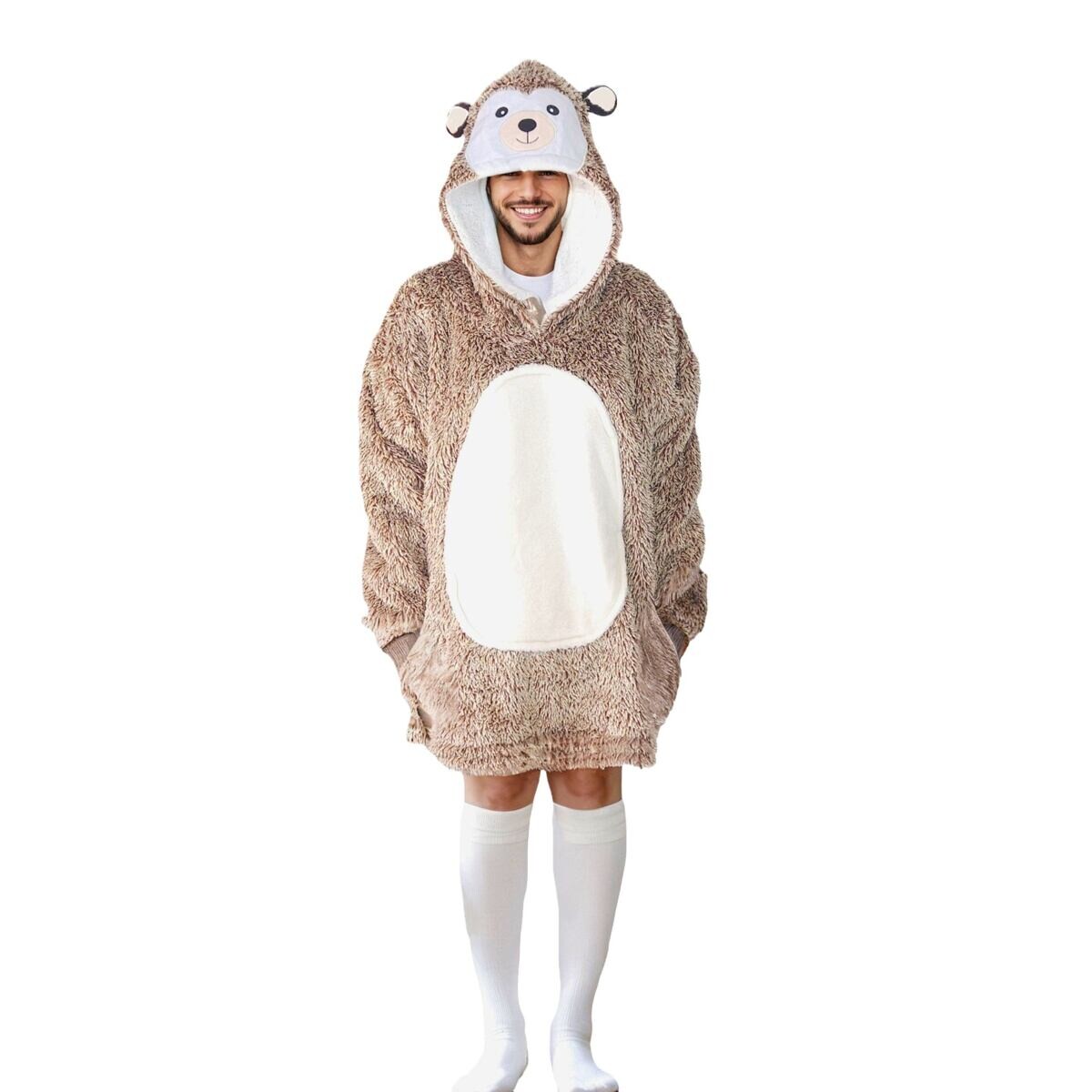 Cozy Noxxiez CH366 Ježko - hrejivá televízna mikinová deka s kapucňou pre teenagerov a dospelých