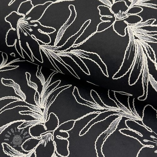 Bavlnená látka EMBROIDERY GABARDINE Luana black