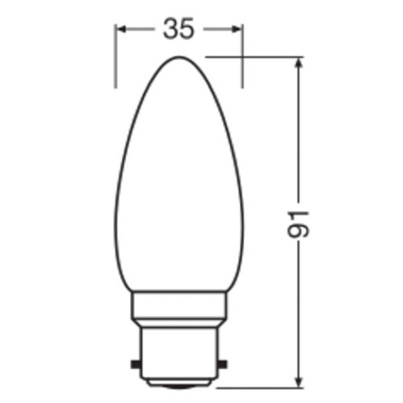OSRAM LED žiarovka sviečka, B22d, 1,8 W, matná, 2 700 K