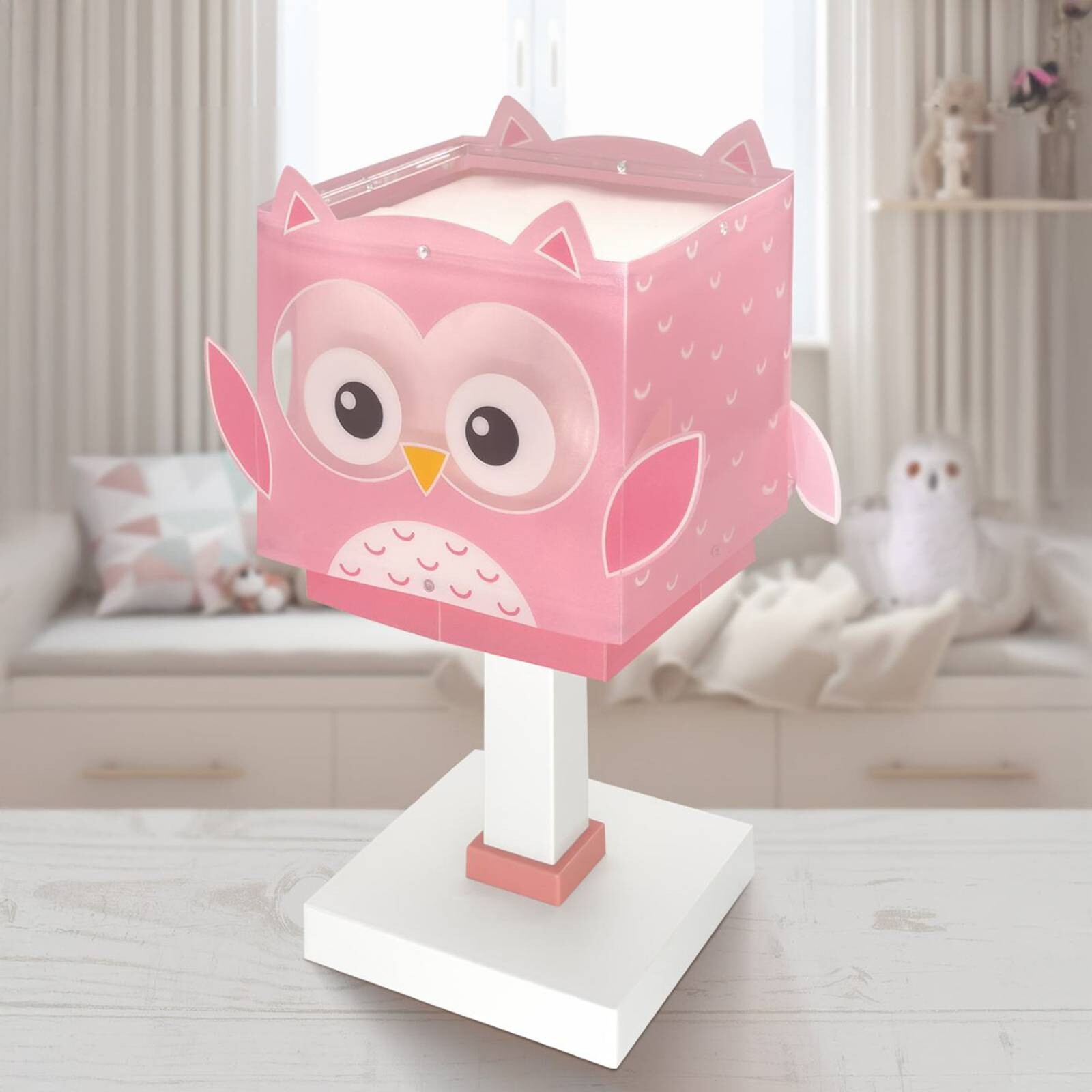 Detská stolová lampa Little Pink Owl, G4, šírka 14 cm