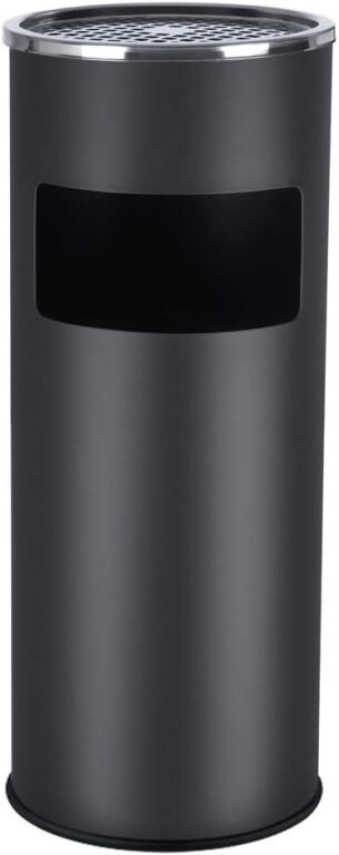 Kovový odpadkový kôš s popolníkom, objem 30 l, čierny, nerez