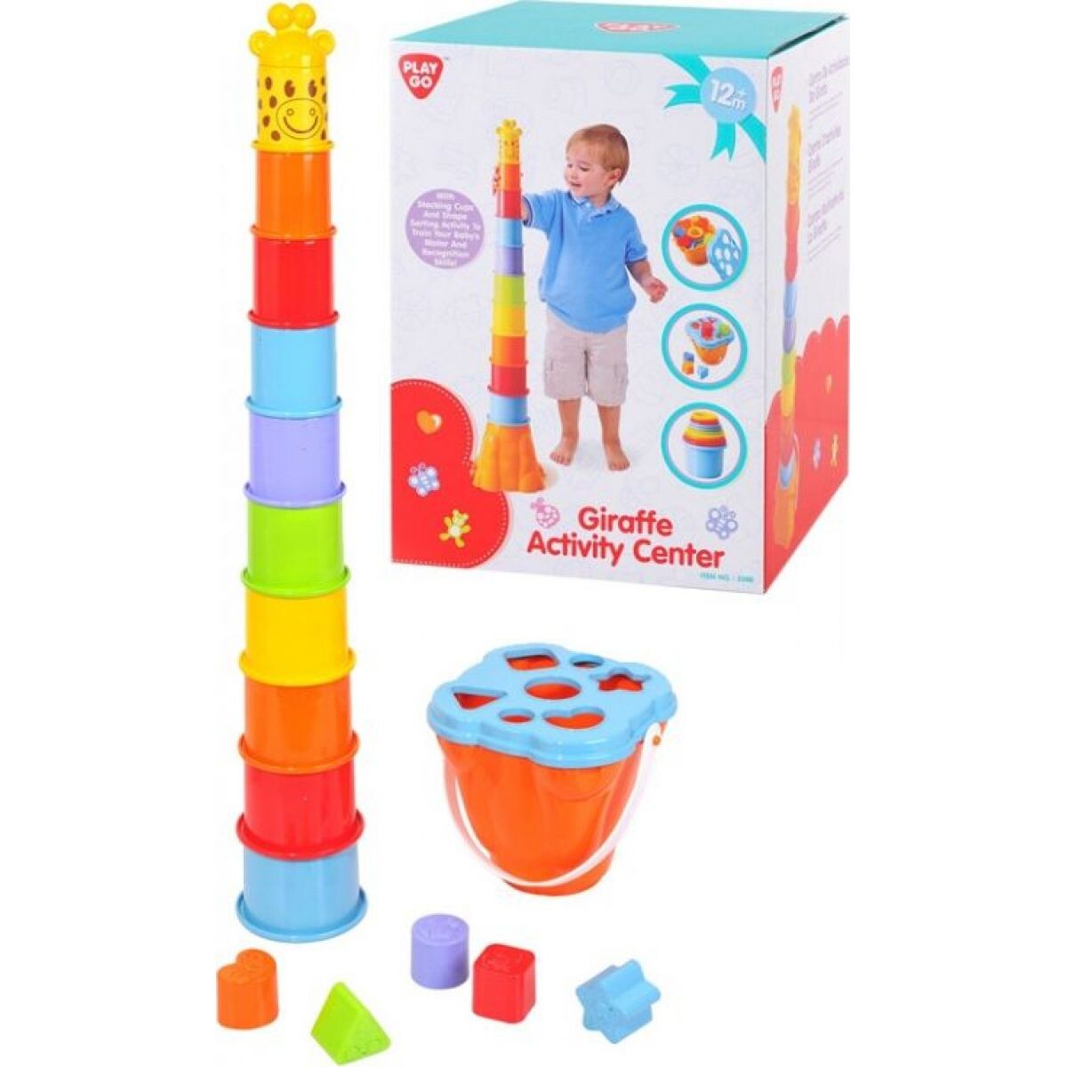 Playgo Farebná Vkladačka žirafa 2 v 1