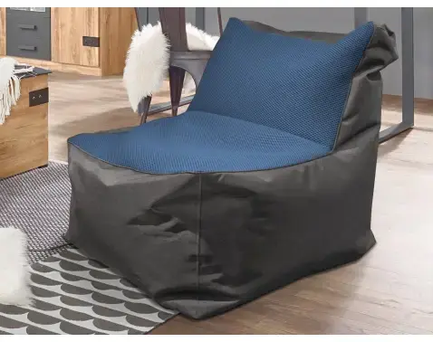 Sedací vak Carole, čierna látka/modrá tkanina%