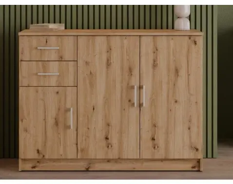 Komoda 3-dverová Universal, 118 cm, dub artisan%