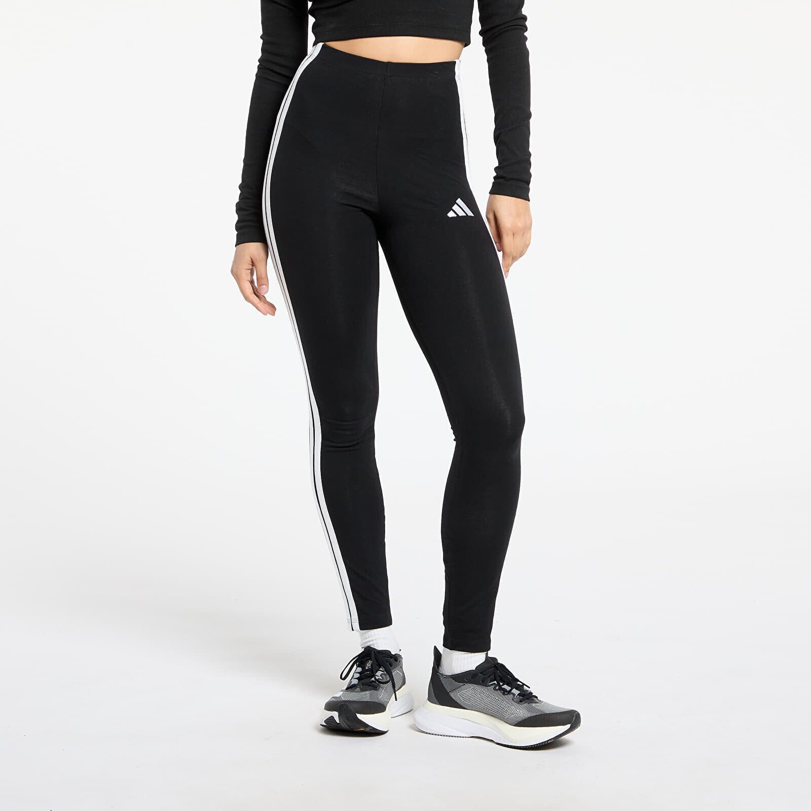 Legíny adidas Essentials 3-Stripes Cotton Leggings Black/ White M