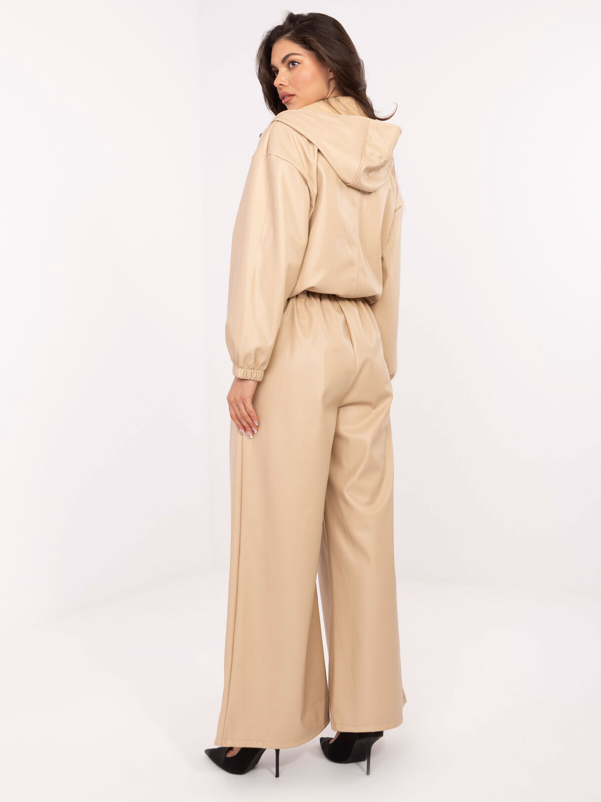 Béžové business nohavice s kapucňou