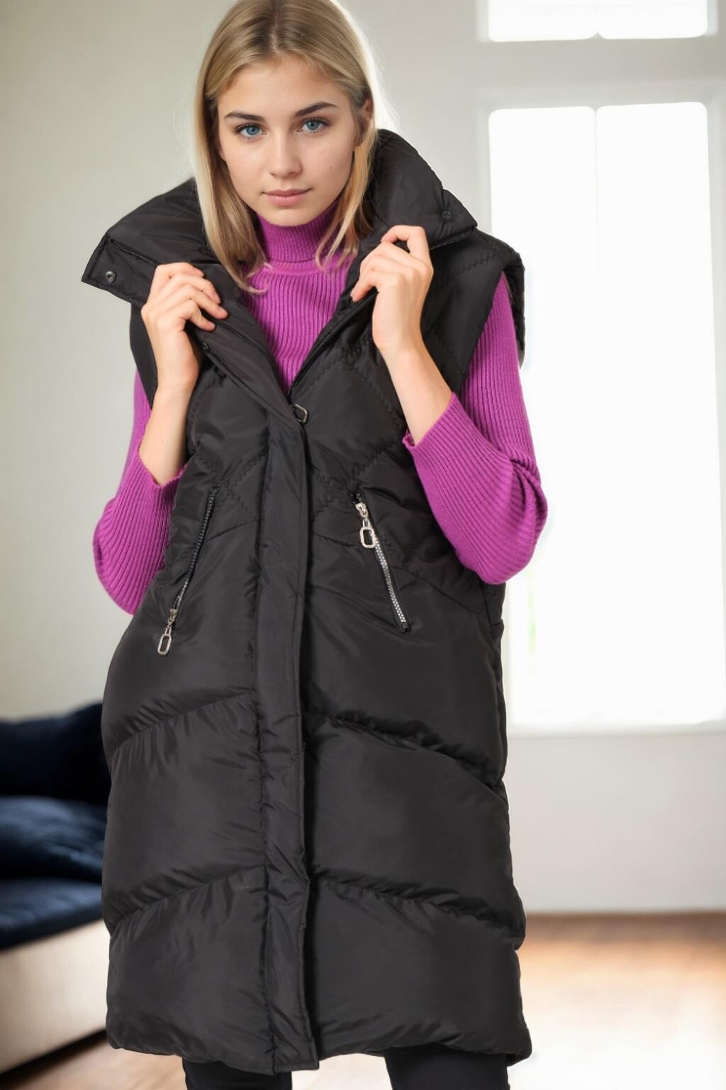 Z9743 DEWBERRY WOMEN'S VEST-BLACK