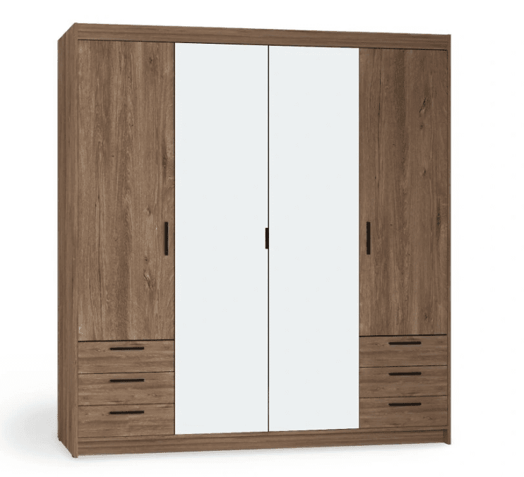 ArtLemp Šatníková skriňa ELLEN 4D6S so zrkadlom | dub lefkas