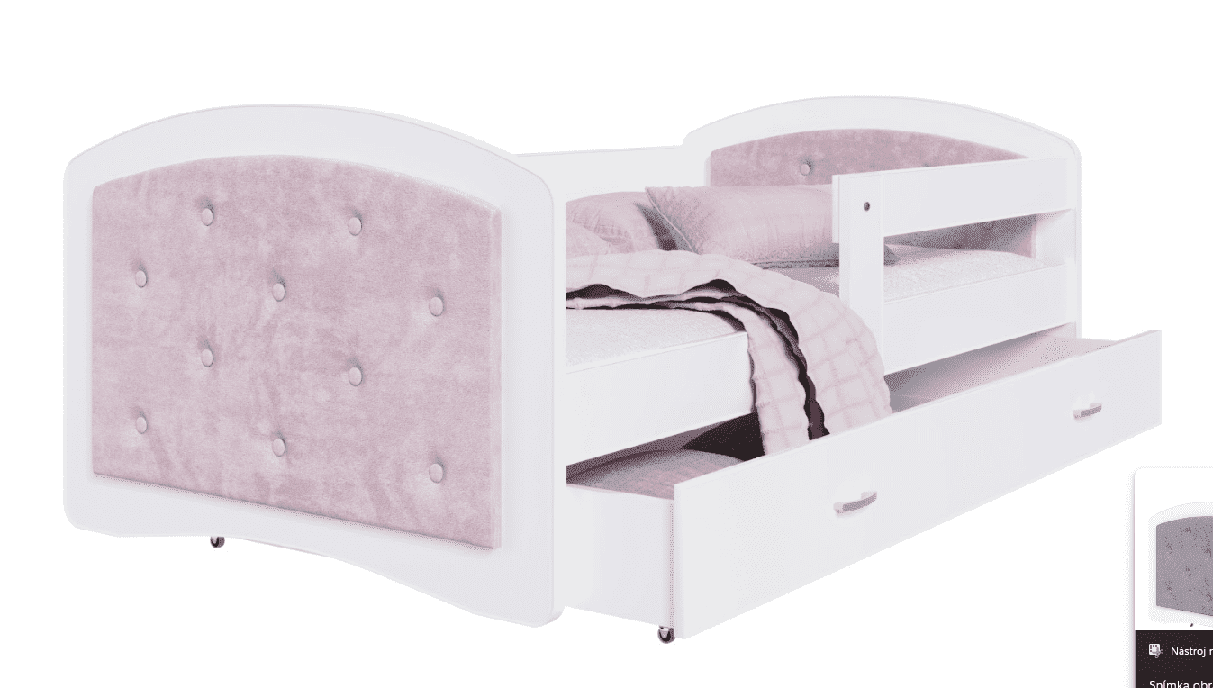 ArtAJ Detská posteľ MAGGIE G s matracom | 90 x 200 cm Farba: biela / ružová