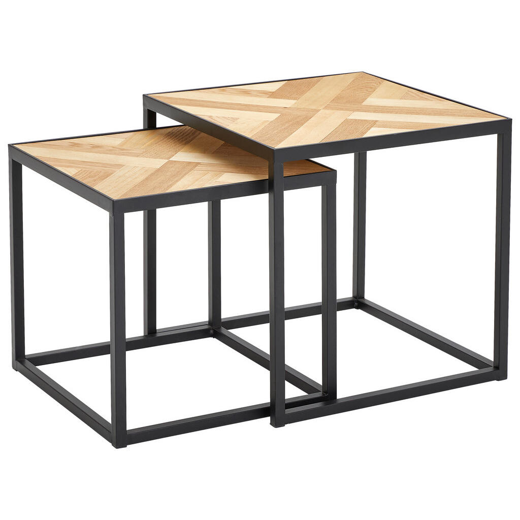 MID.YOU SADA ZASÚVACÍCH STOLÍKOV, prírodná farba, čierna, drevo, kov, kompozitné drevo, 40/35/40/35/40/35 cm