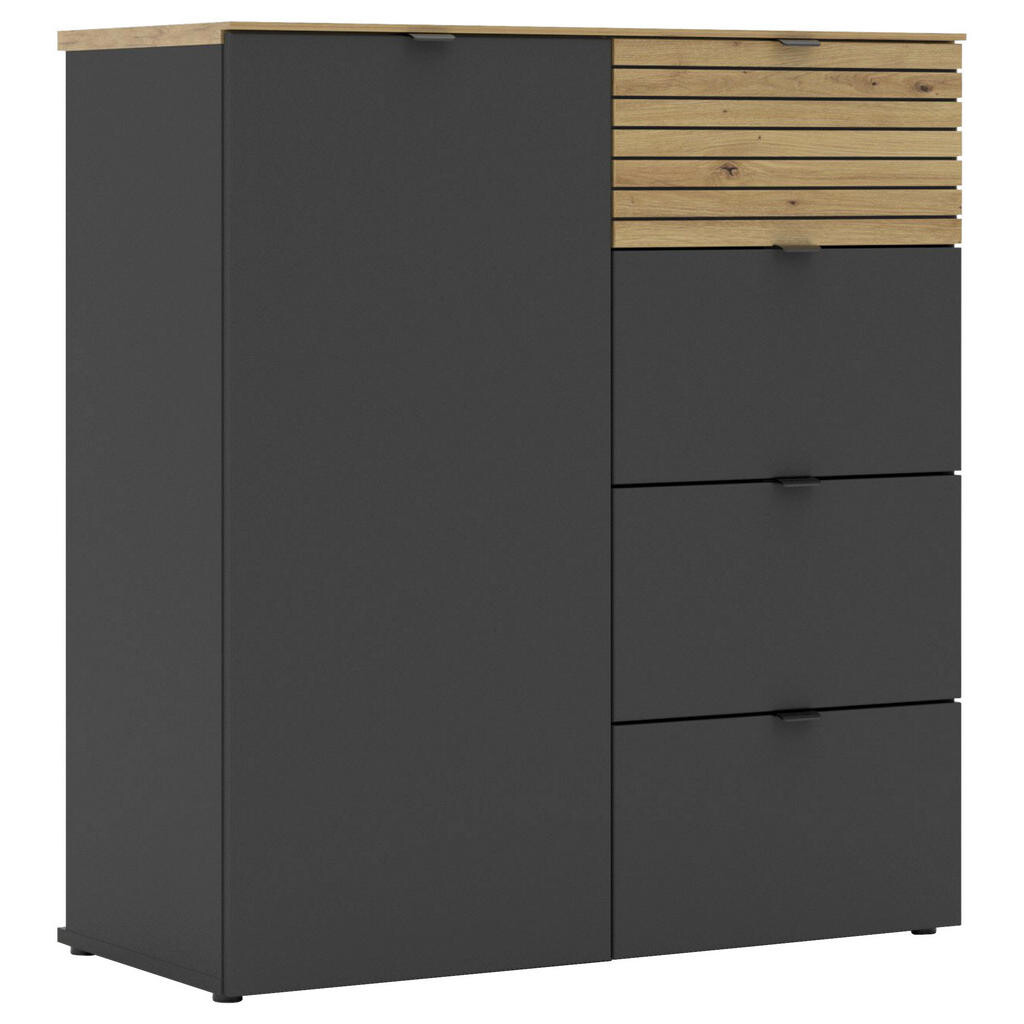Voleo KOMODA, grafitová, dub artisan, 90/99/41 cm