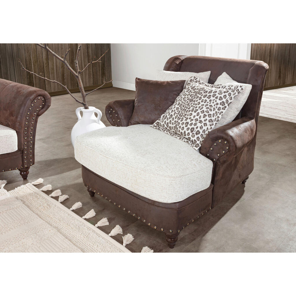 Landscape XXL KRESLO, textil, tmavohnedá, béžová