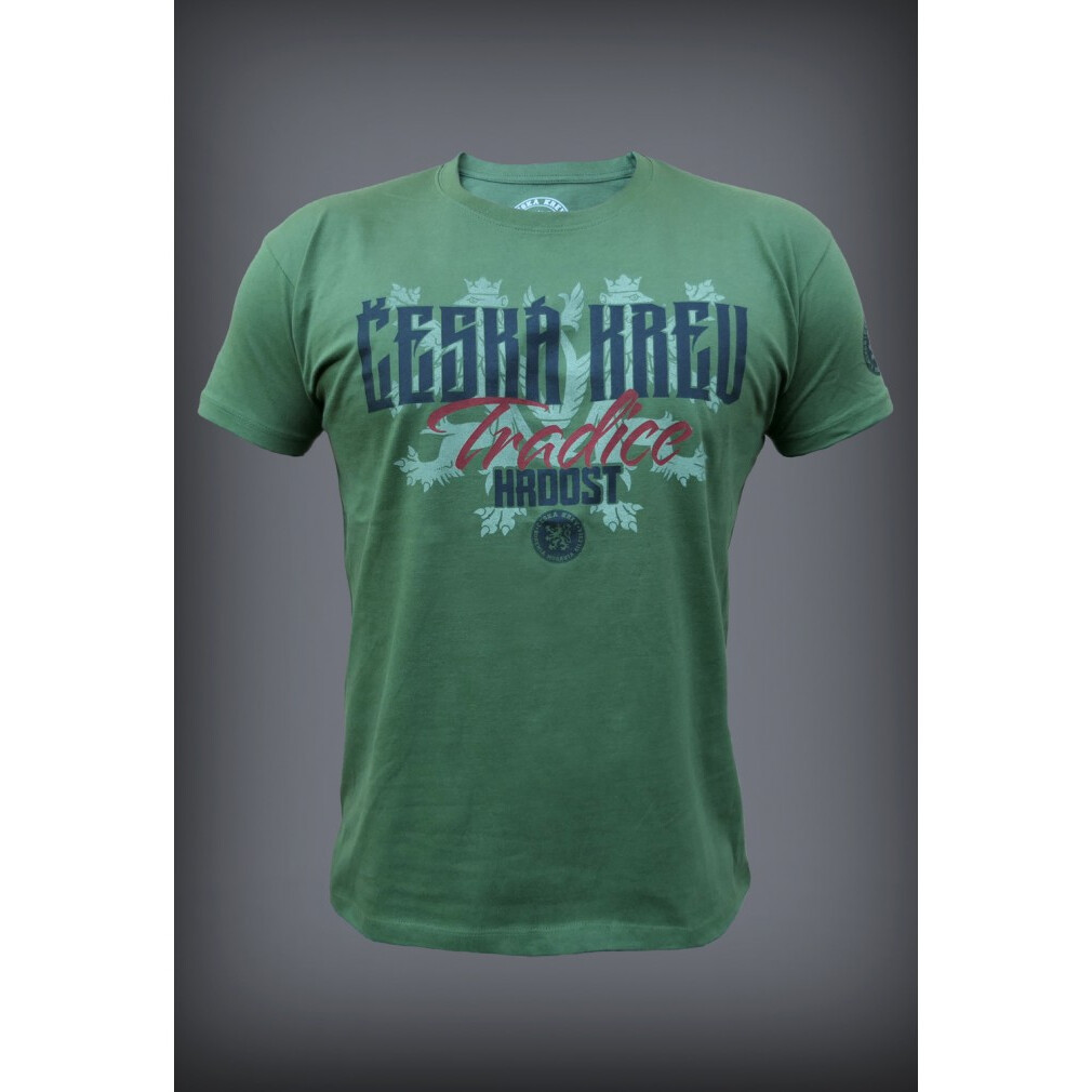 Tričko pánske Česká krv Hrdosť - olivové, XXL