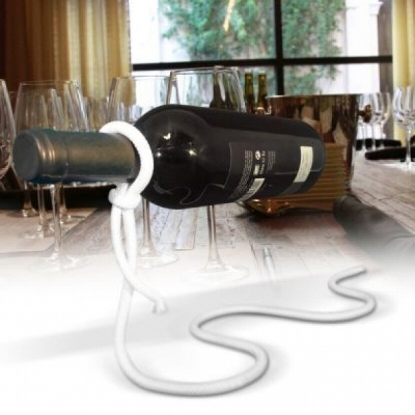 Lasový držiak na víno - biely