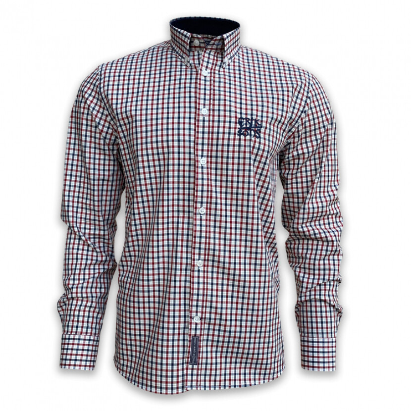 Košeľa pánska Erik and Sons Falster - biela-modrá-červená, XL