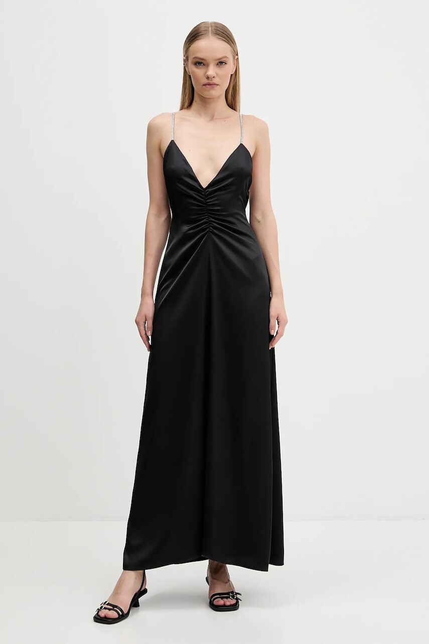 Šaty HUGO čierna farba, maxi, áčkový strih, 50546784