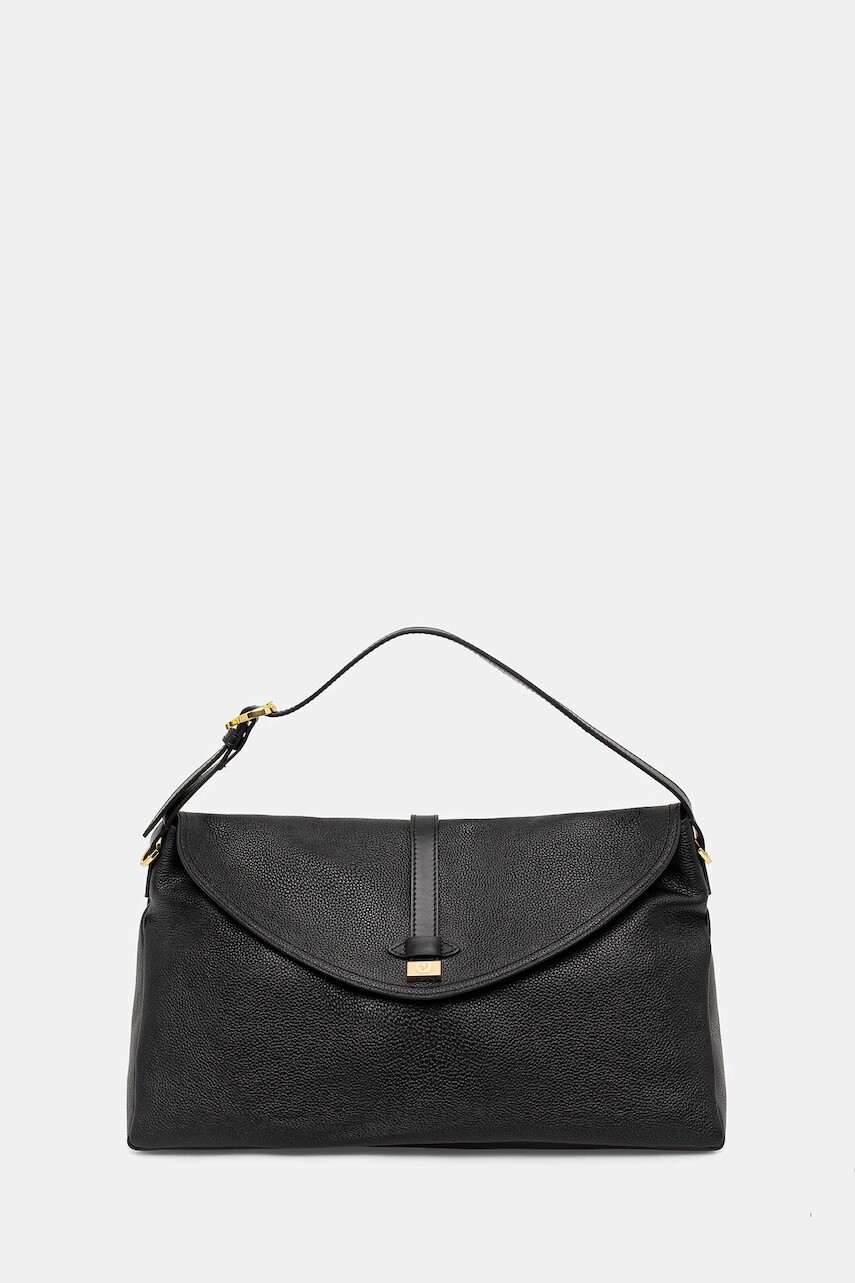 Kožená kabelka Pollini čierna farba, PC4402PP0N QA1