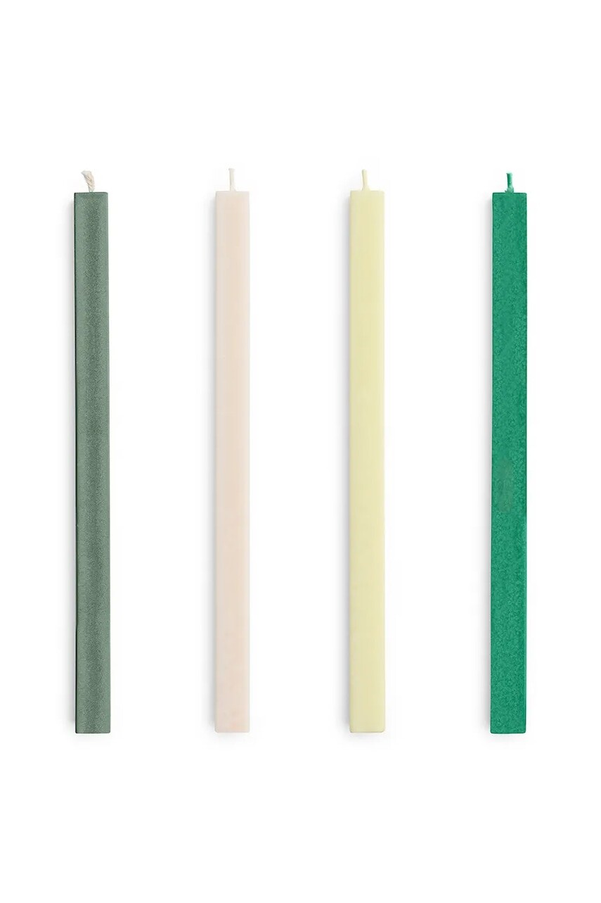 Sada sviečok HAY Square Candle 2,2 x 24 cm 4-pak zelená farba