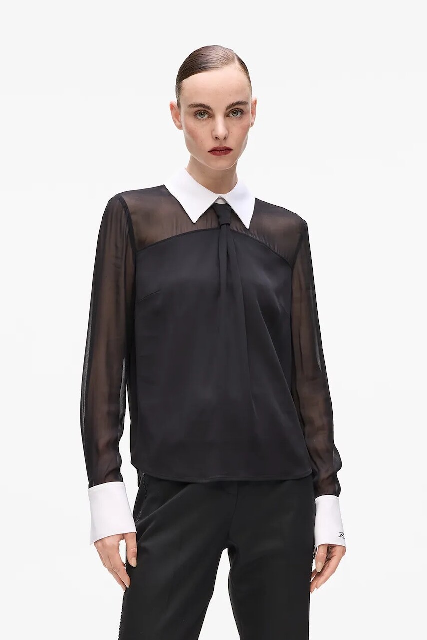 Blúzka Karl Lagerfeld čierna farba, jednofarebná, A4W11008
