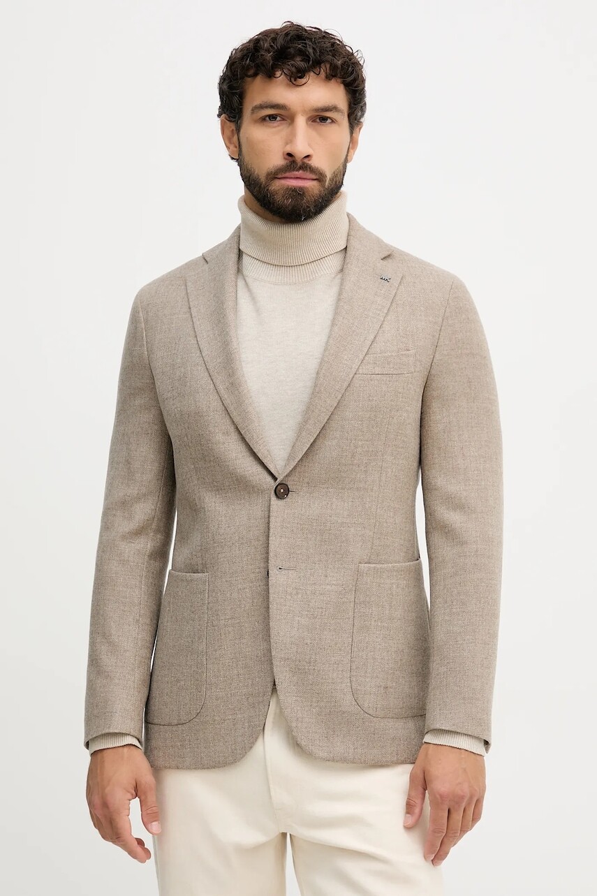 Vlnené sako Michael Kors béžová farba, MK0BL01087