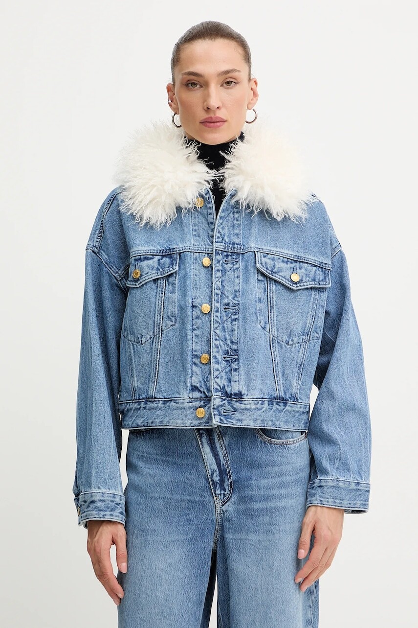 Rifľová bunda MICHAEL Michael Kors modrá farba, prechodná, MF510C8FAU