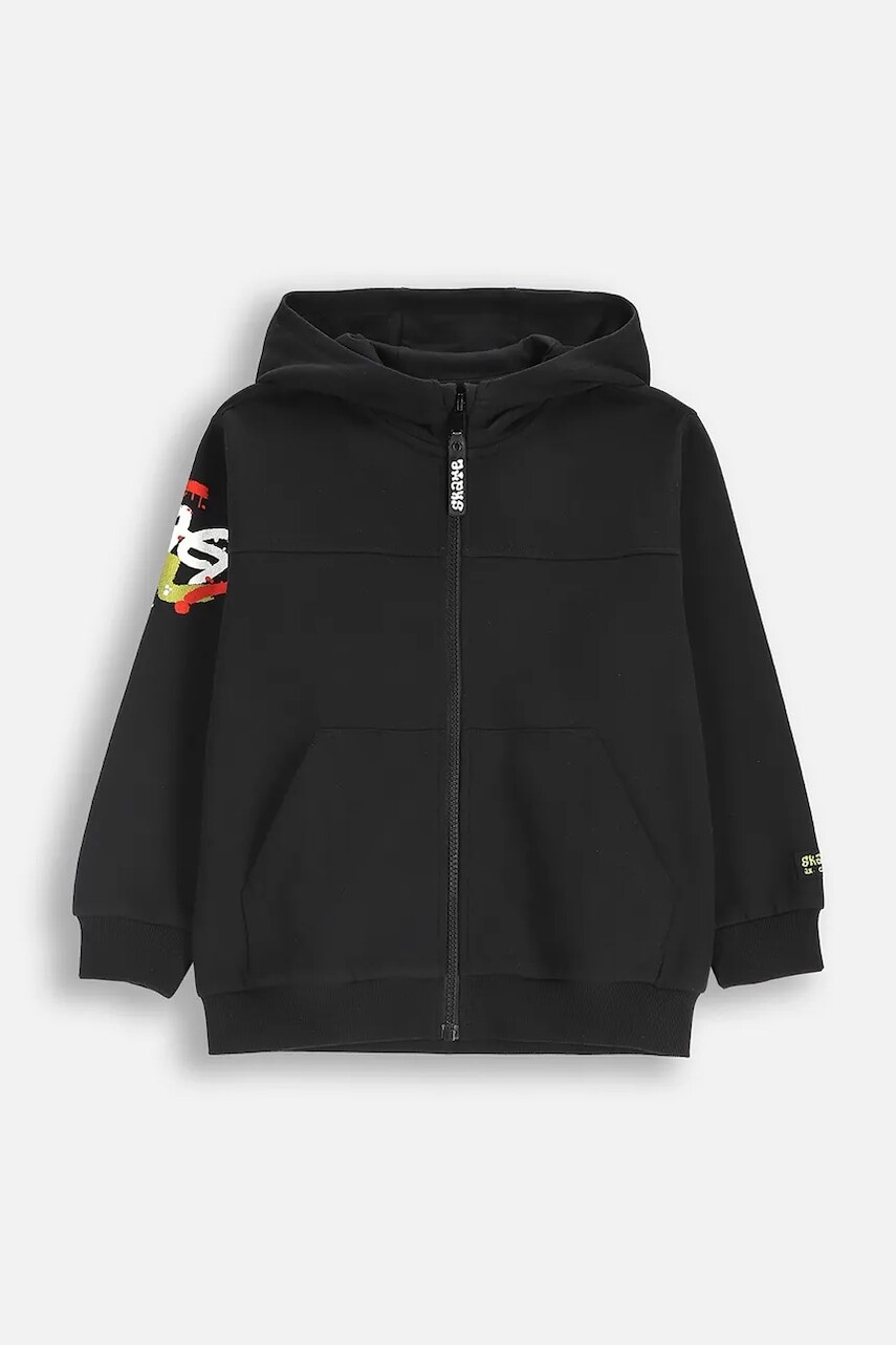 Mikina Coccodrillo čierna farba, s kapucňou, jednofarebná, SPORTS BOY KIDS