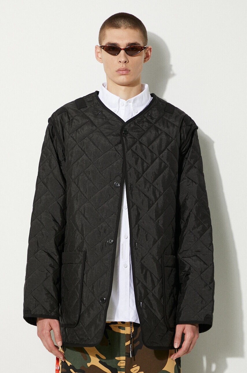 Bunda Kenzo Weave Liner pánska, čierna farba, prechodná, oversize, FE65OU3089DW.99