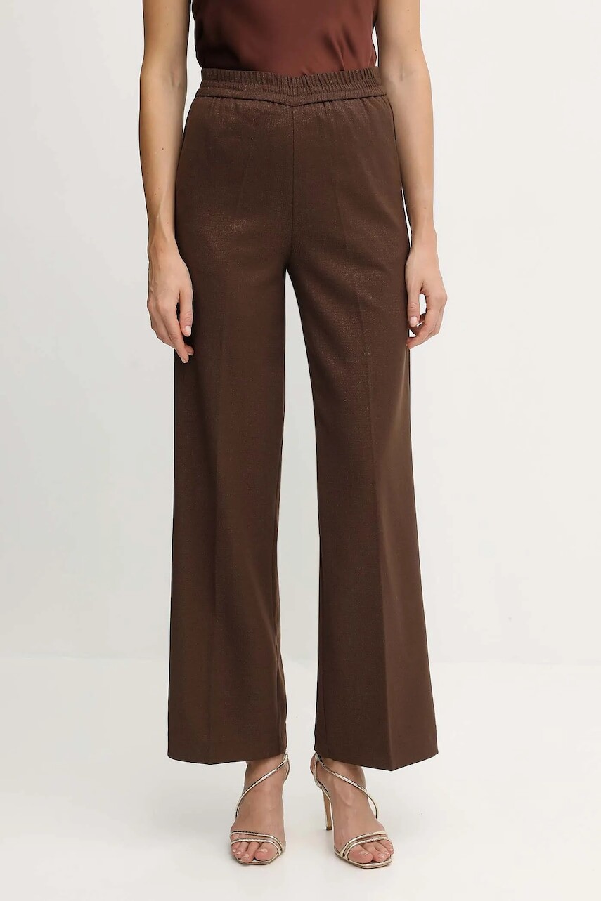 Nohavice Liu Jo hnedá farba, rovný strih, vysoký pás, MF5349 T159A