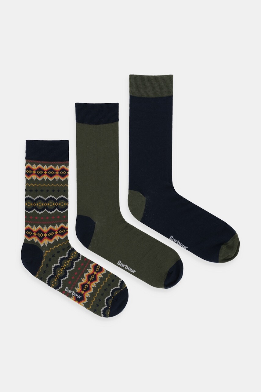 Ponožky Barbour 3-pak zelená farba, MGS0099