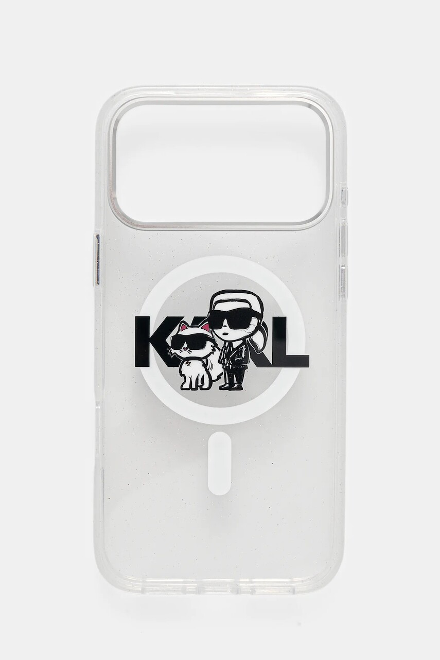 Puzdro na mobil Karl Lagerfeld iPhone 17 Pro Max strieborná farba, KLHMP17XHGKCGKBT