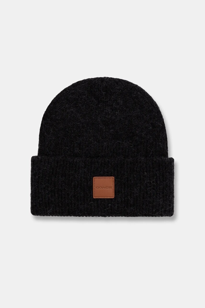 Čiapka s prímesou vlny Coach čierna farba, 29CU825