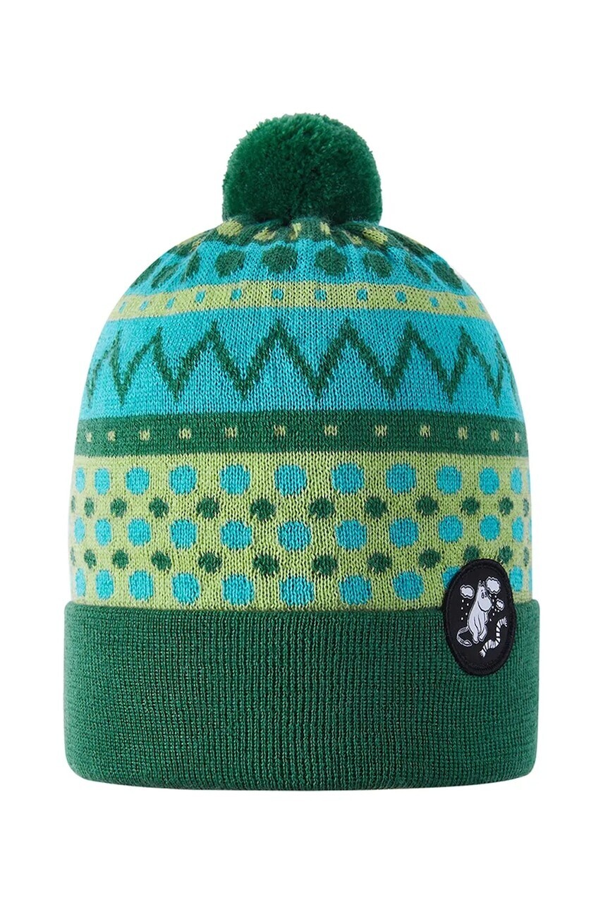 Detská čiapka Reima Moomin Flinga zelená farba, 5300133C