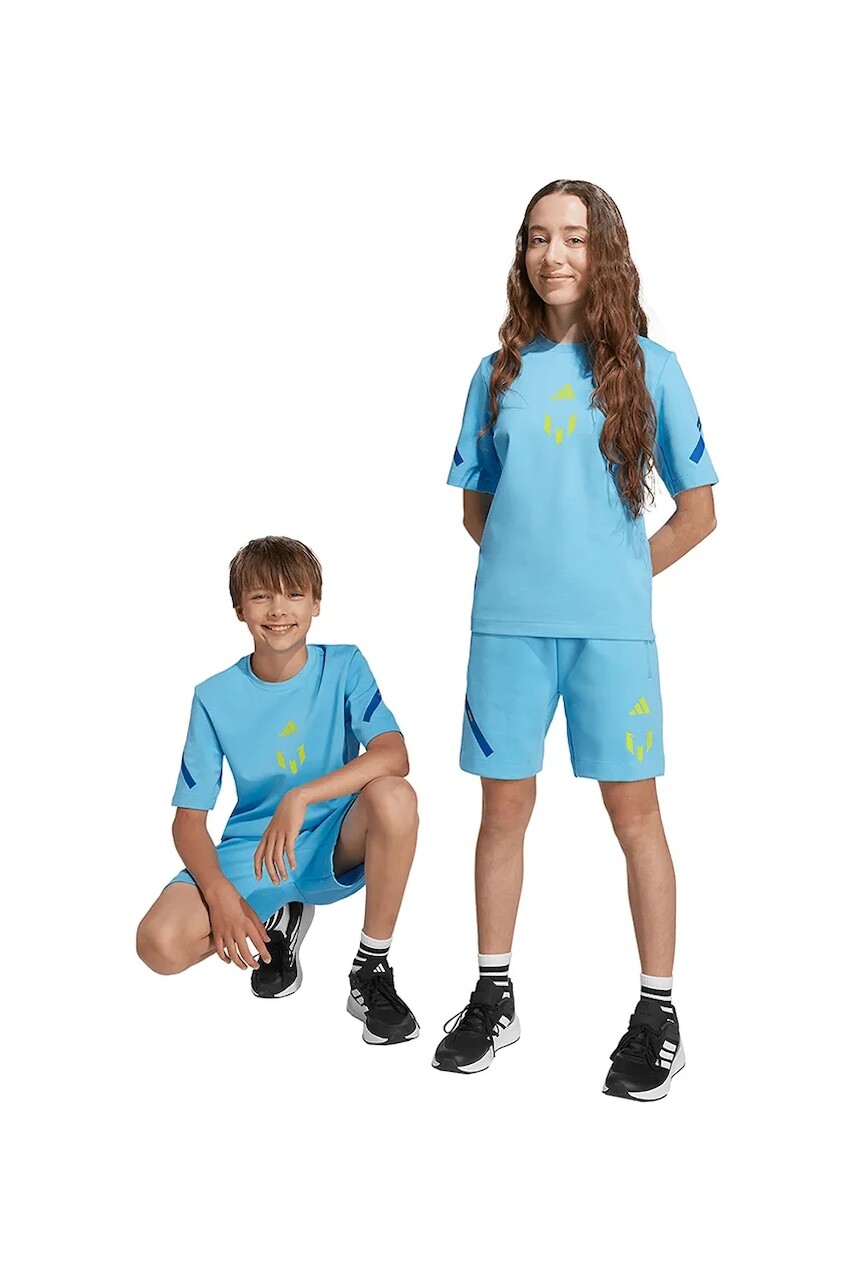 Detské krátke nohavice adidas Performance MESSI modrá farba, s potlačou, nastaviteľný pás KB2133