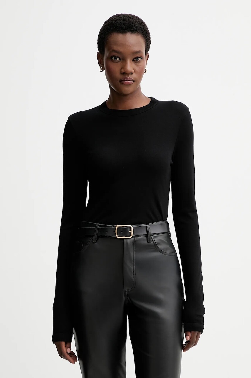 Tričko s dlhým rukávom Filippa K čierna farba, 32045