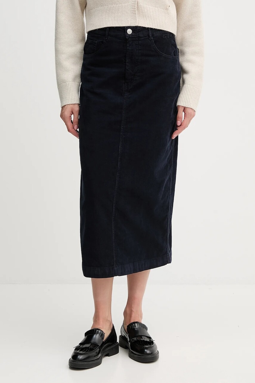 Sukňa Pepe Jeans tmavomodrá farba, midi, rovný strih, PL9011885