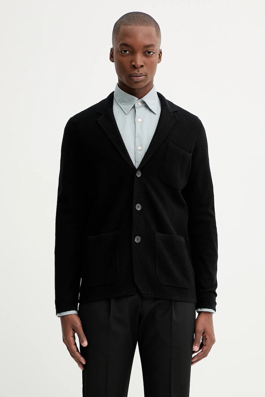 Kardigan s prímesou vlny Marc O'Polo čierna farba, 530515361230