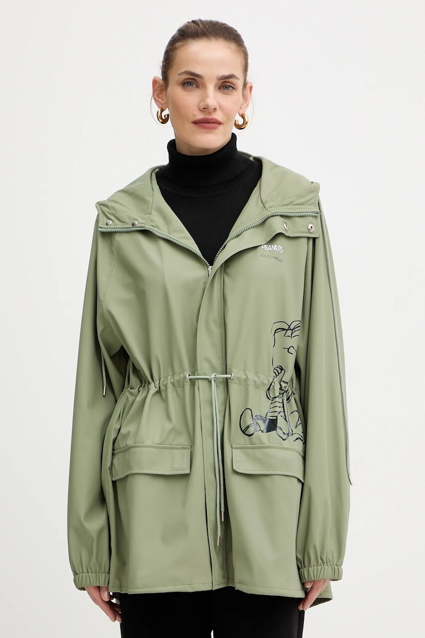 Pršiplášť Coccinelle PEANUTS zelená farba, prechodný, E7.T1E.72.01.01