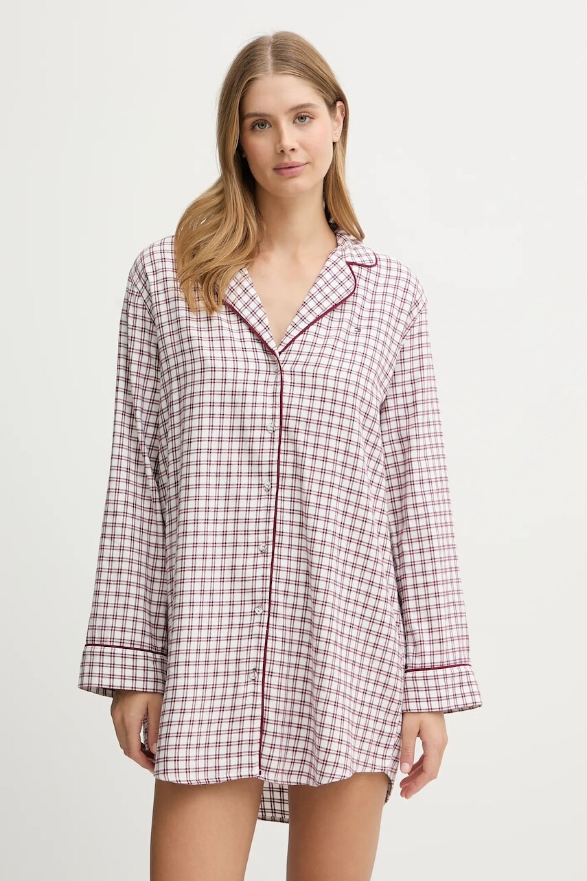 Nočná košeľa Tommy Hilfiger bordová farba, bavlnené, UW0UW06147