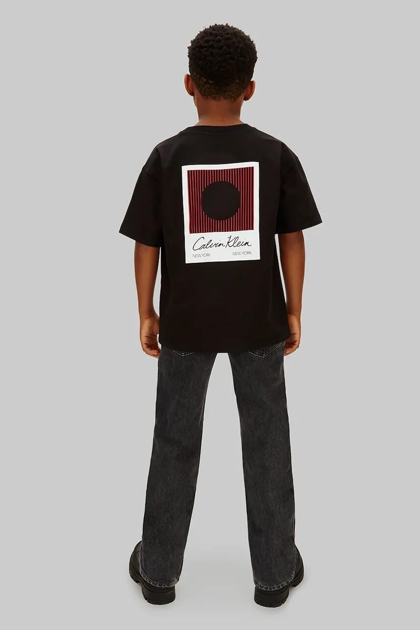 Detské tričko Calvin Klein Jeans čierna farba, jednofarebné, IB0IB02607