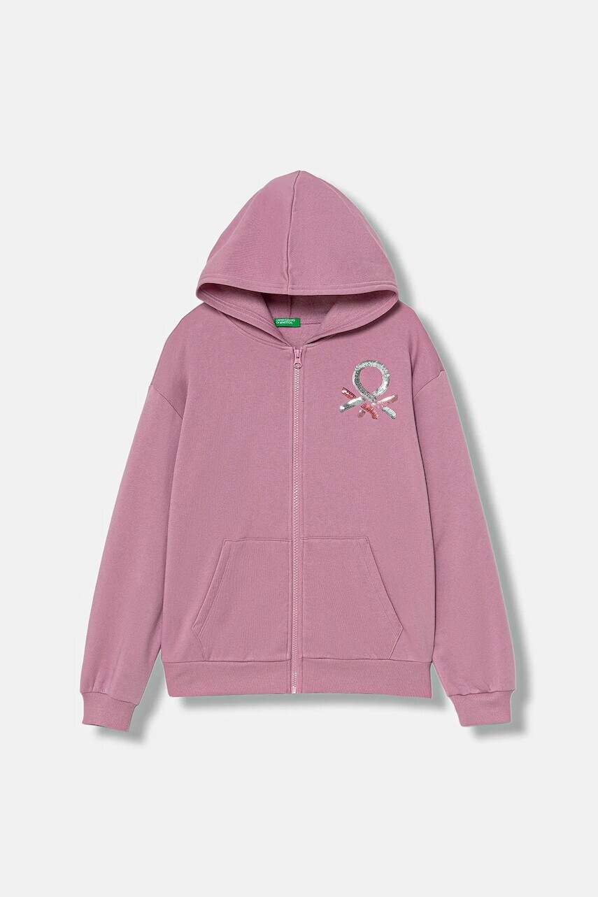 Detská mikina United Colors of Benetton ružová farba, s nášivkou, 39M2C505O