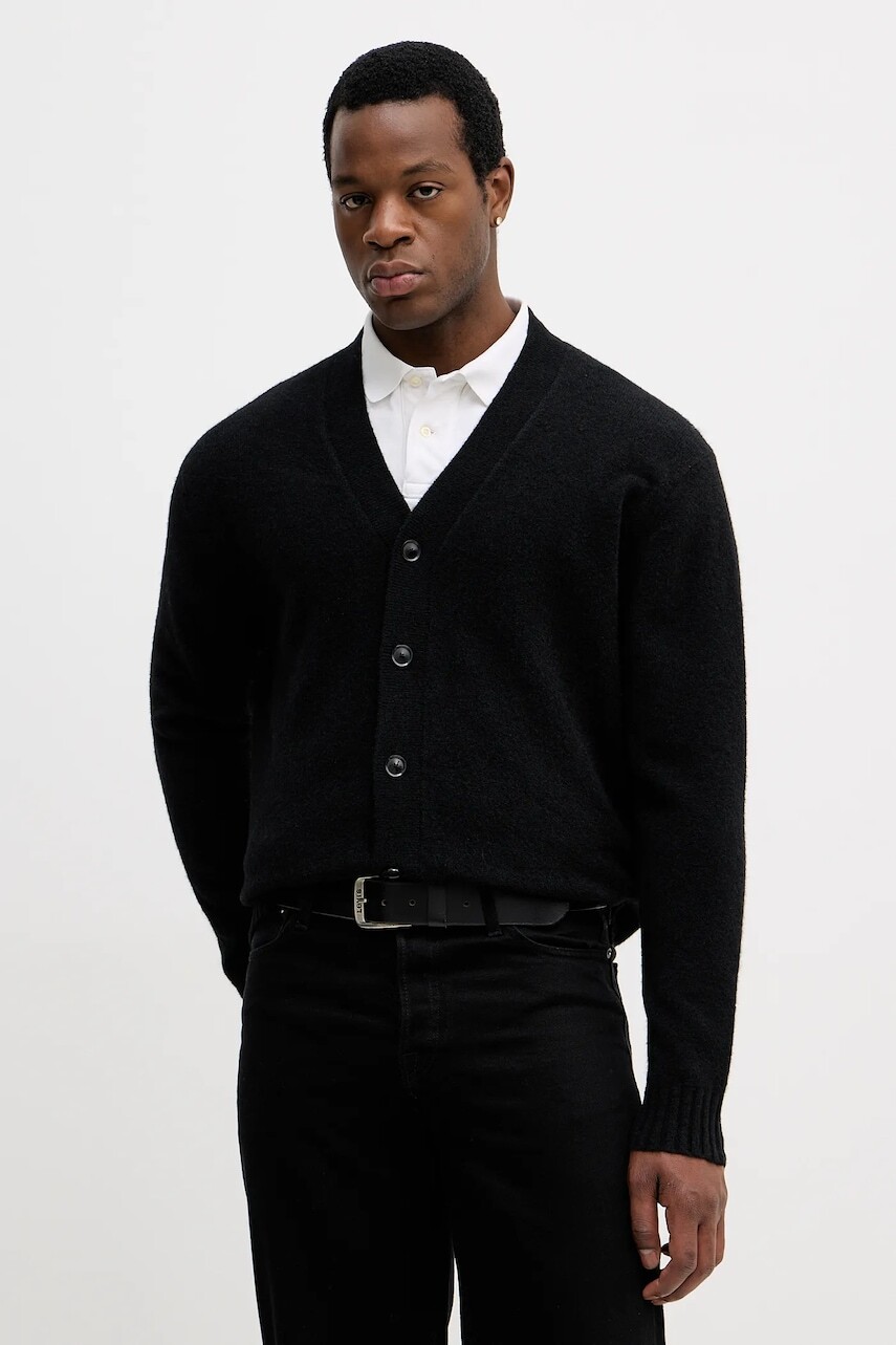 Kardigan s prímesou vlny Sisley čierna farba, 1PJXS600S