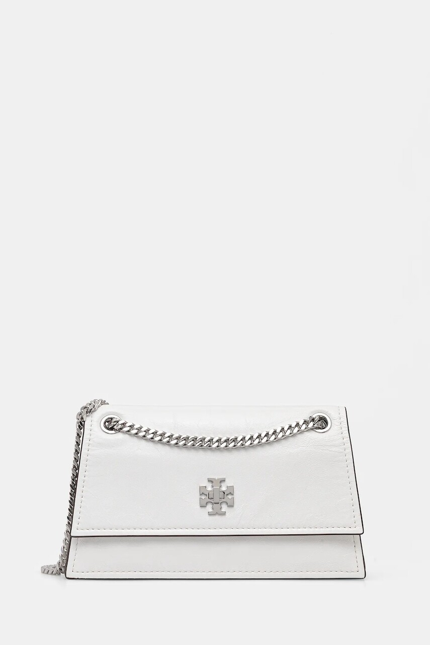 Kožená kabelka Tory Burch Kira Turnlock biela farba, 176642-100