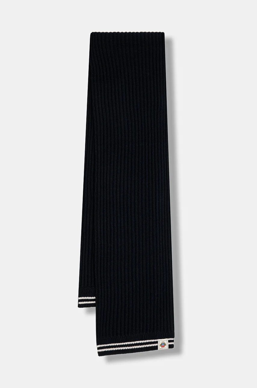 Vlnený šál Bally tmavomodrá farba, vzorovaný, WSC04M