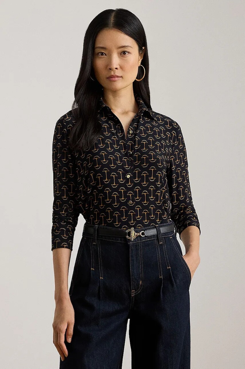 Košeľa Lauren Ralph Lauren tmavomodrá farba, regular, s klasickým golierom, 200P03717