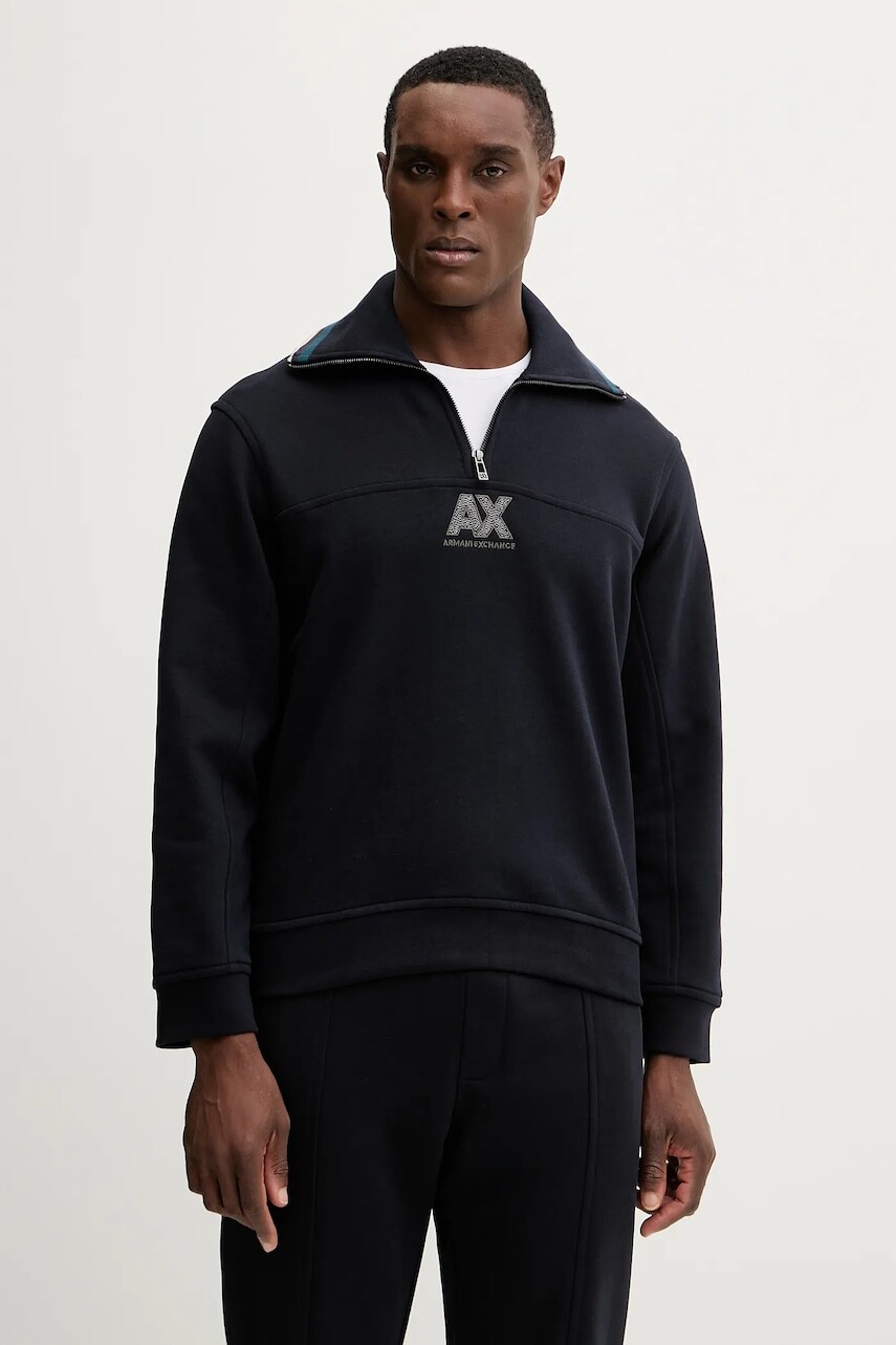 Bavlnená mikina Armani Exchange tmavomodrá farba, s nášivkou, XM001027 AF12656