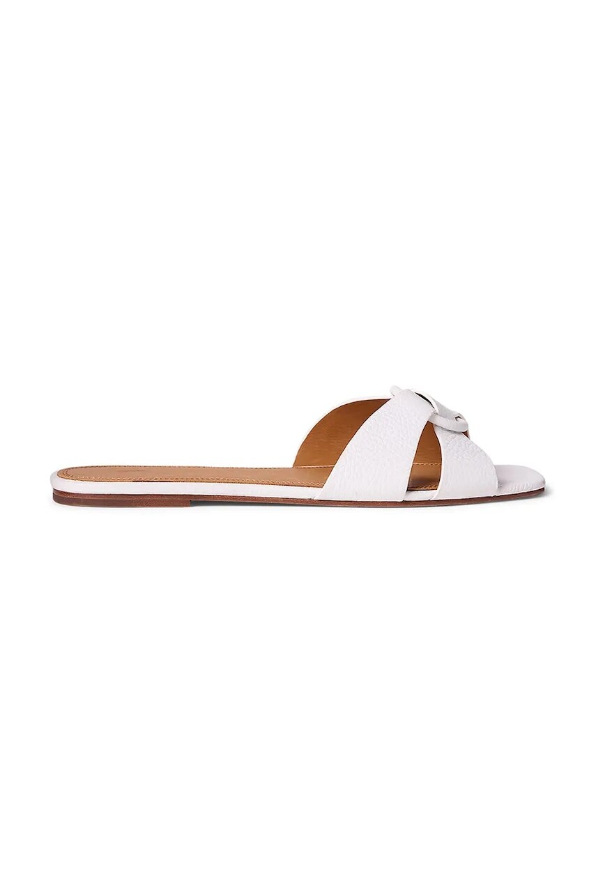 Kožené šľapky Polo Ralph Lauren Plo Rng Br Sandal biela farba, 818955858004